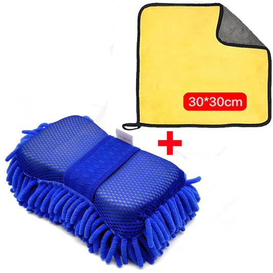 1-10Pcs Microfiber Chenille Car Wash Mitt Absorbent Auto Wash Car Cleaning Sponge Brush Pad Cleaning Tool Gloves Accessories