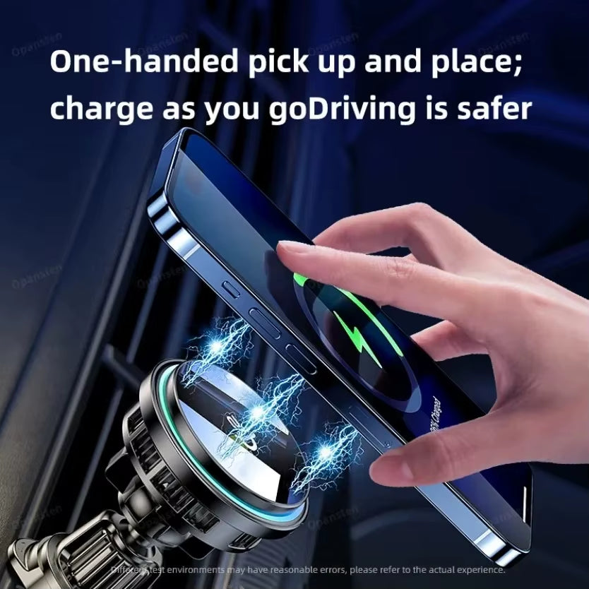 Magnetic Wireless Car Charger Phone Holder Ice Cooling RGB Tempered Glass Fast Charging Radiator for Magsafe Iphone Samsung