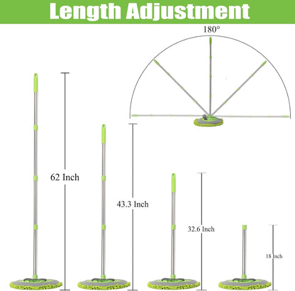 62 " Car Wash Mop Kit - Car Cleaning Mop with Long Handle Stainless Steel Pole for Rvs, Suvs, Trucks and Buses (Green)