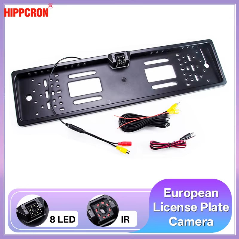 Car Plate Camera Rear View Wireless EU European License Frame Waterproof Night Vision Reverse Backup 8 LED Camera