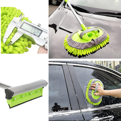 62 " Car Wash Mop Kit - Car Cleaning Mop with Long Handle Stainless Steel Pole for Rvs, Suvs, Trucks and Buses (Green)
