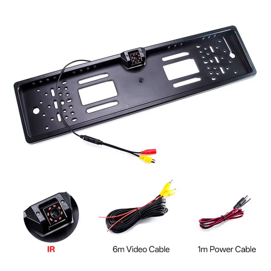 Car Plate Camera Rear View Wireless EU European License Frame Waterproof Night Vision Reverse Backup 8 LED Camera