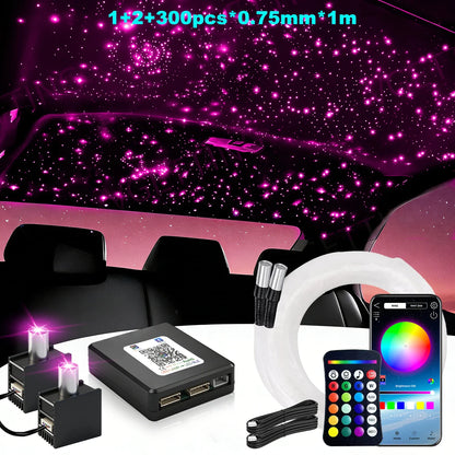16W Split Starlight Headliner Kit, Fiber Optic RGBW Star Lights for Car Roof Ceiling with 1/2/4 Light Heads, App/Remote Control